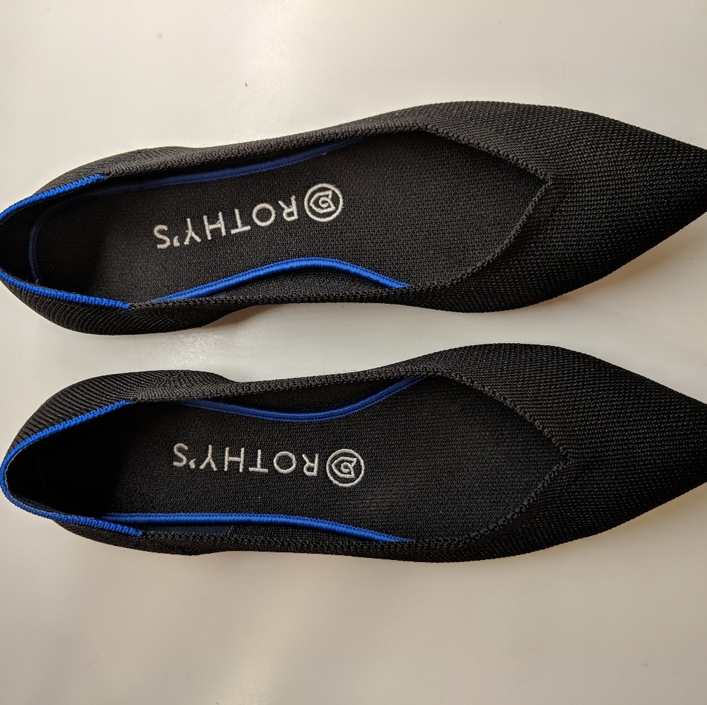 Rothy's pointed toe "The Point" black flats 9.5